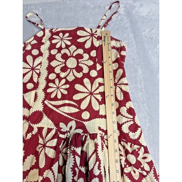 Girl Soul 100% Cotton Red-Tan Medi Dress Women's Sz M Boho Spring Summer Floral - Picture 10 of 14